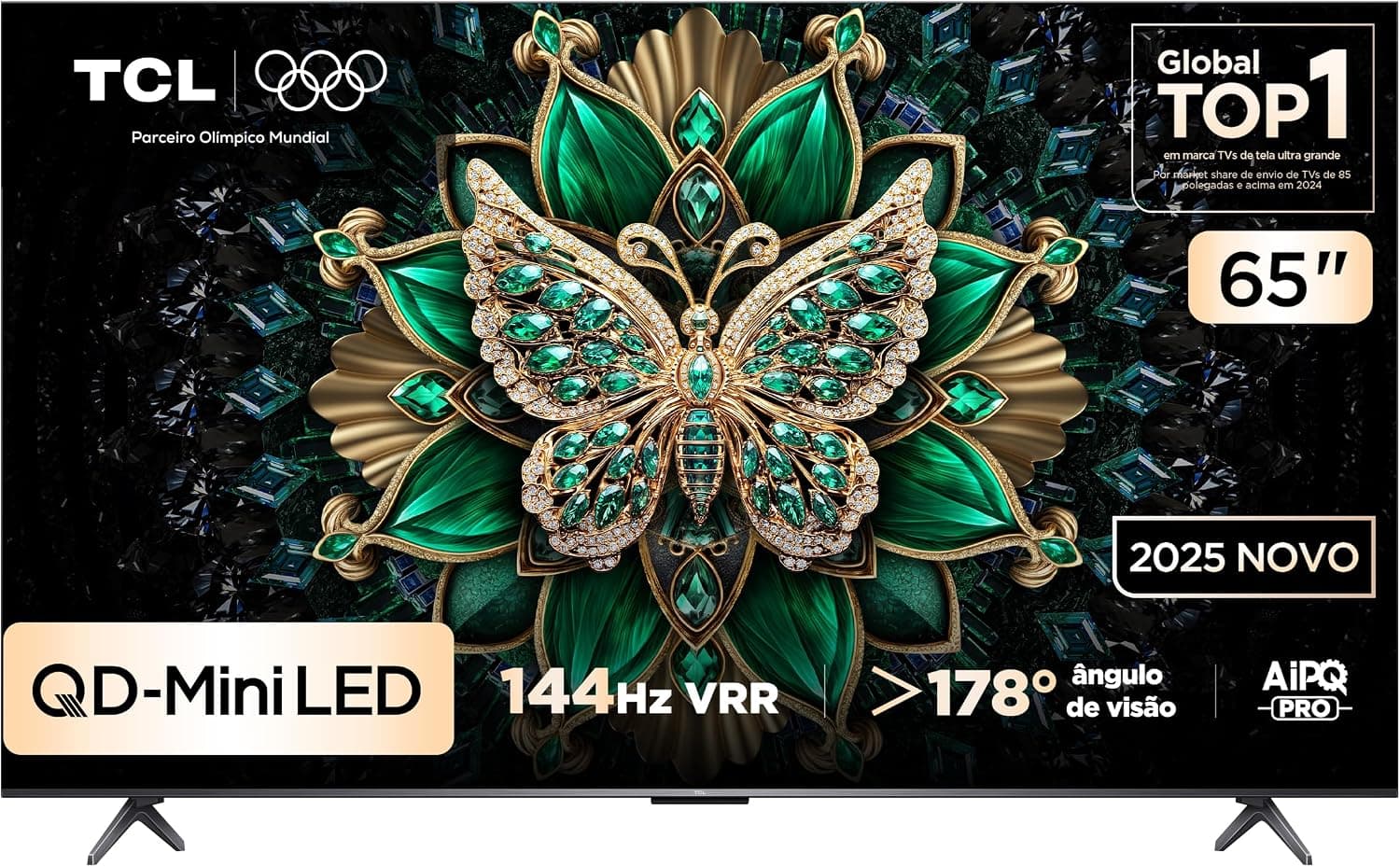 Smart TV TCL 65 Polegadas QD-Mini LED 4K C6K WiFi Bluetooth Google TV 4 HDMI 144Hz HDR10+ 65C6K