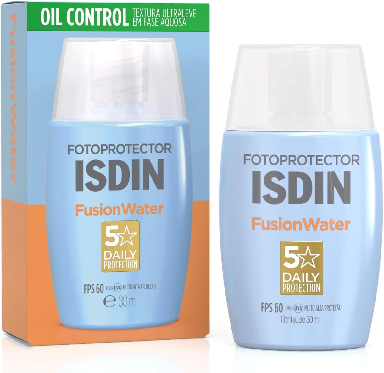 ISDIN Protetor Solar Facial Fusion Water 5 Stars FPS 60-30ml : Amazon.com.br: Beleza